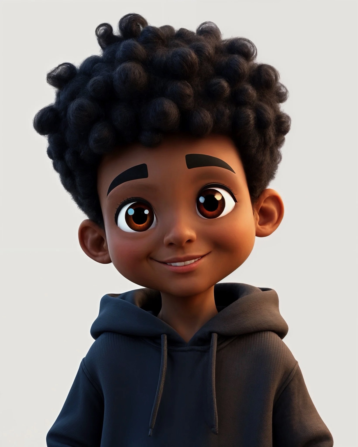 Cartoon portrait of Cyrus Ezekiel, known as Zeke, smiling in a dark hoodie
